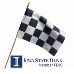 Checkered flag to symbolize bank's donation