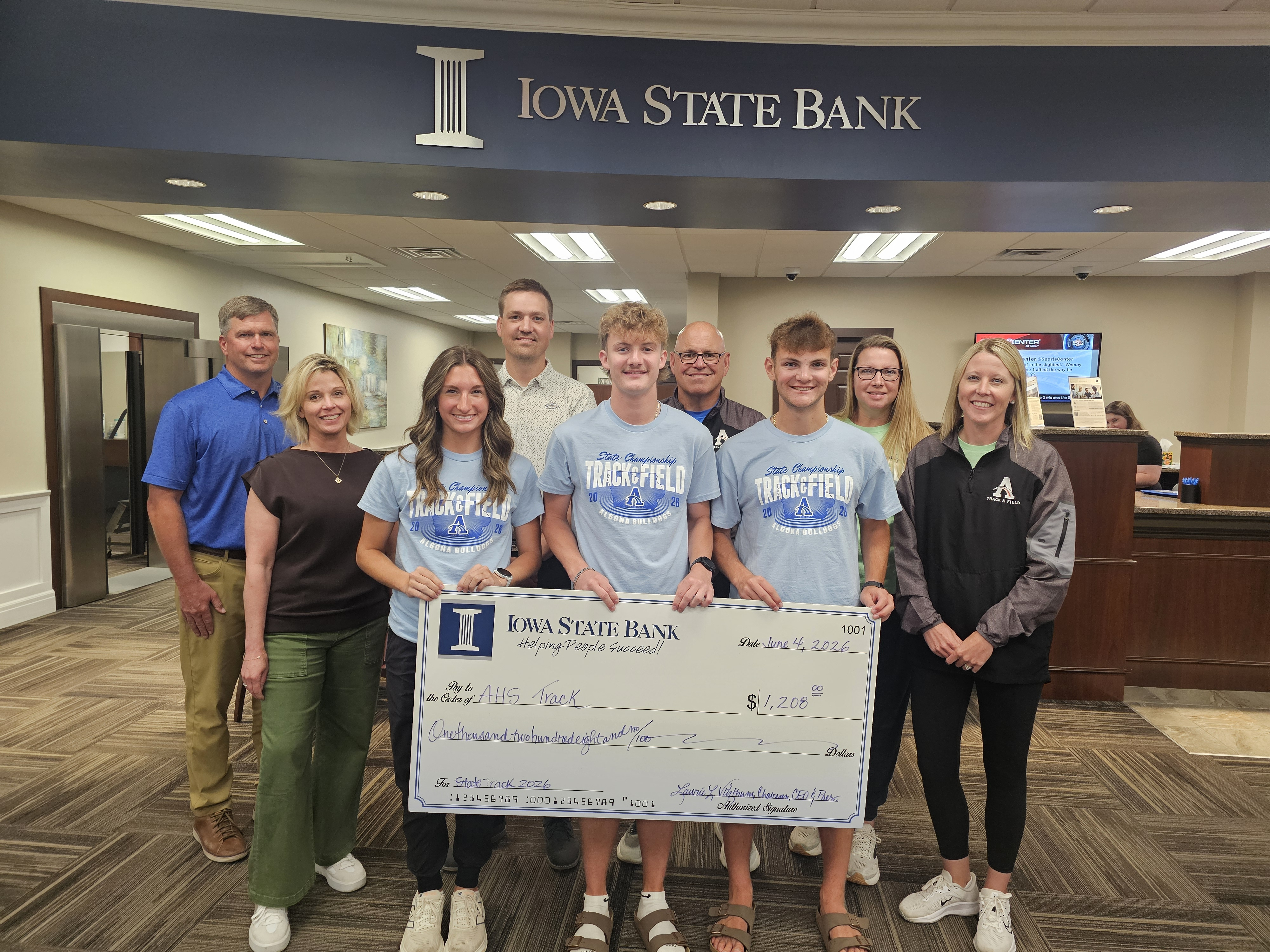 AHS Track team, coaches & bank employees