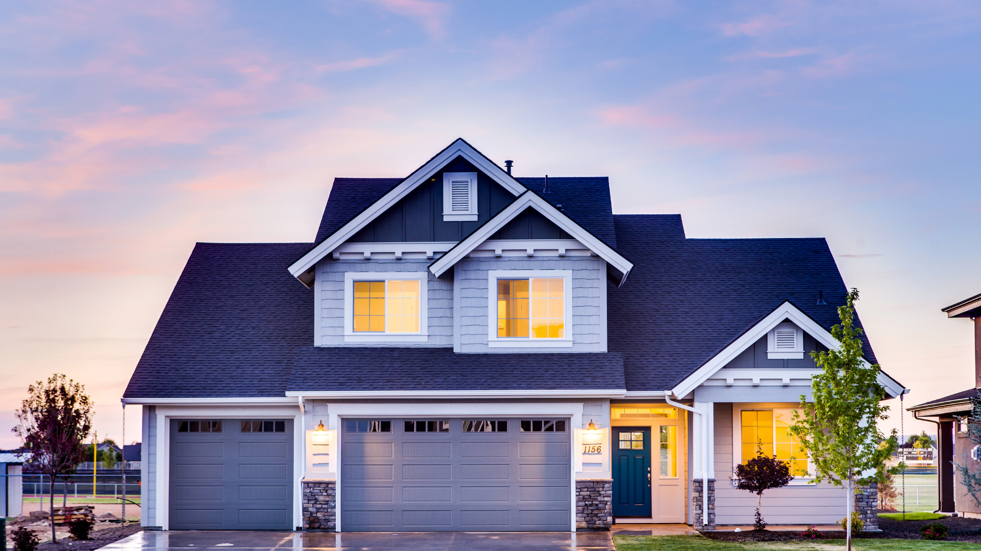 Home with twilight background