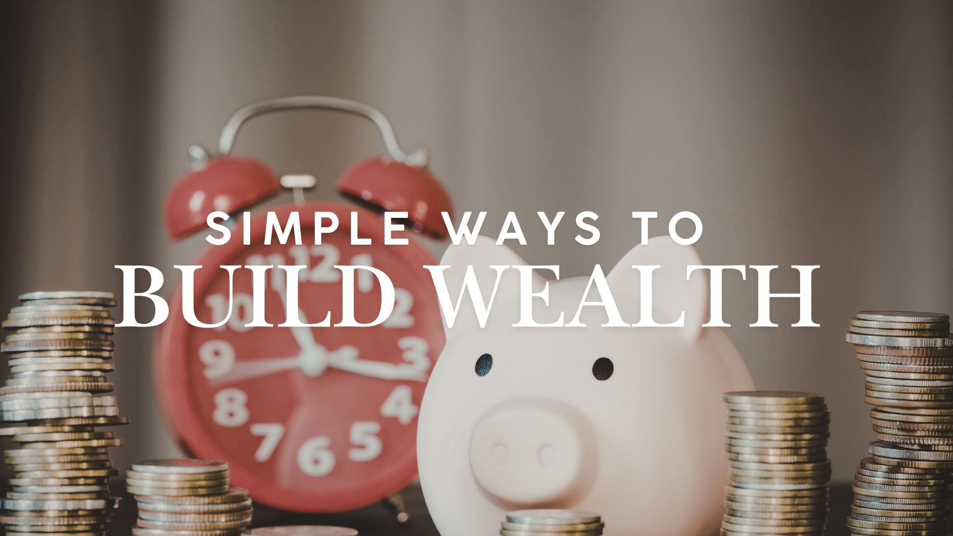 Coins, piggy bank and clock demonstrate savings