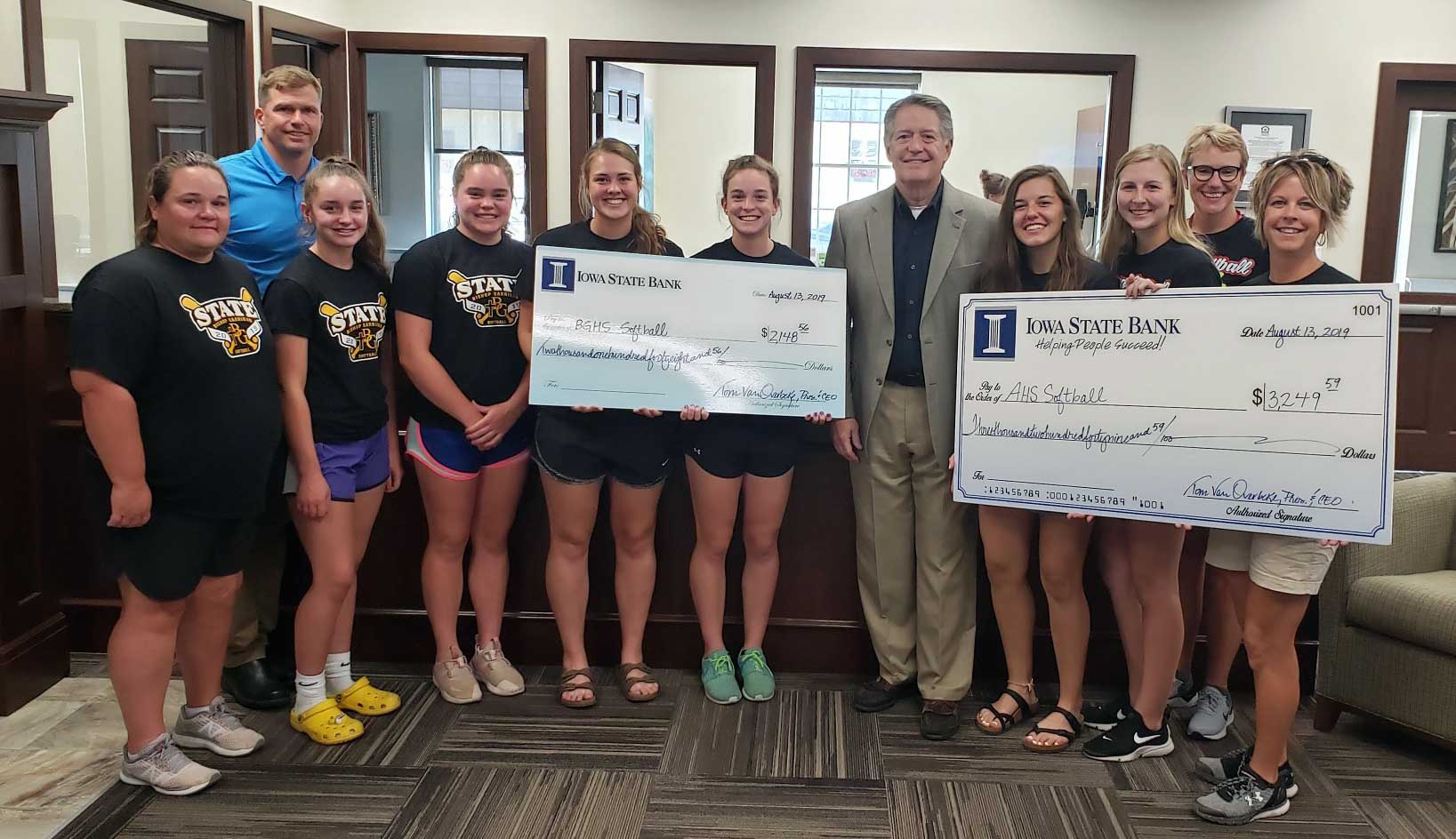 State Softball Donation to AHS & BGHS