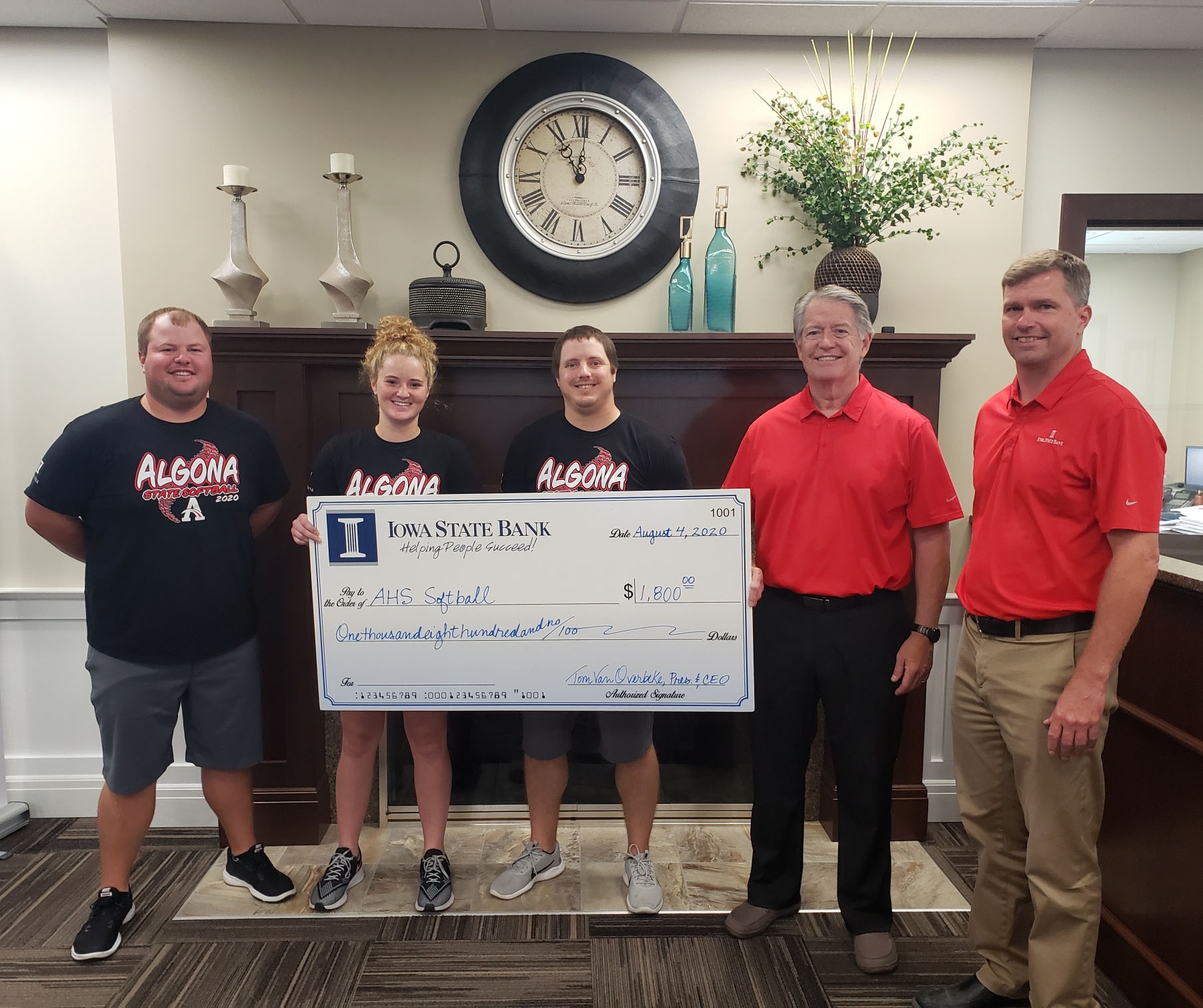 Bank Hits Home Run with State Softball Donation